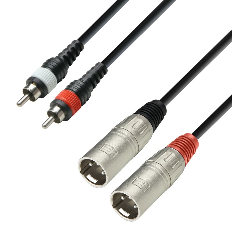 Adam Hall Cables K3 TMC 0100 - Audio Cable Moulded 2 x RCA Male to 2 x XLR Male, 1 m